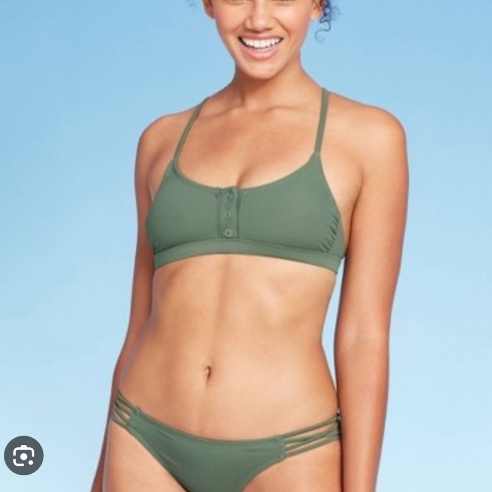 Green ribbed bikini